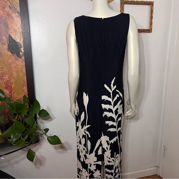 Vintage R.J. Collection by Chelsea Rousso Black Sheath Dress Long Floral  Size 8 - Picture 3 of 12